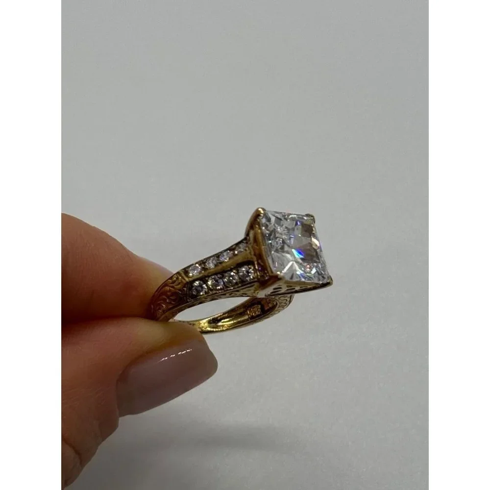 925 STERLING SILVER GOLD PLATED CZ RING SIZE 4.5